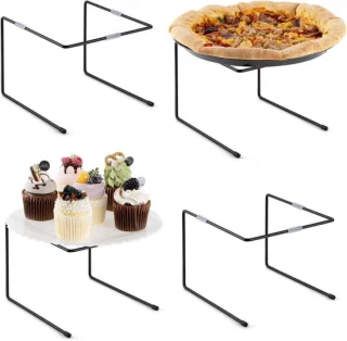 Zwart metalen pizza stand, 4 stuks