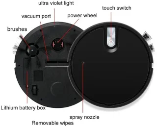 Robotstofzuiger met dweilfunctie - Robot Vacuum - 1500 Pa Zuigkracht, op te laden via USB - veegt - Zuig - dweilen en sproeibevochtigen 5 - in -1 handige reiniger