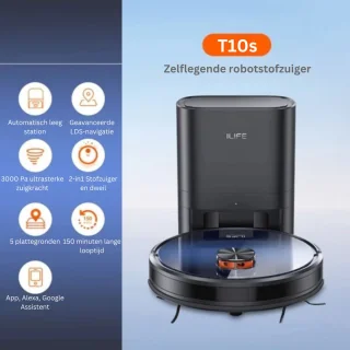 Robotstofzuiger - Laadstation - Leegt automatisch - 3000Pa - Appbediening - Stembediening - Vacuümzuiger - 150 minuten - Dweilen - LDS - Navigatiesysteem - 2.5 liter - 60 dagen niet legen - 10 mappen -