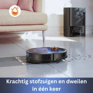 Robotstofzuiger - Laadstation - Leegt automatisch - 3000Pa - Appbediening - Stembediening - Vacuümzuiger - 150 minuten - Dweilen - LDS - Navigatiesysteem - 2.5 liter - 60 dagen niet legen - 10 mappen -