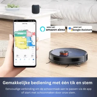 Robotstofzuiger - Laadstation - Leegt automatisch - 3000Pa - Appbediening - Stembediening - Vacuümzuiger - 150 minuten - Dweilen - LDS - Navigatiesysteem - 2.5 liter - 60 dagen niet legen - 10 mappen -