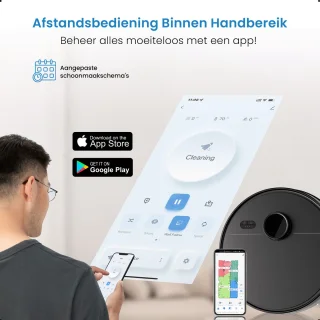 Avalue 3 in 1 Robotstofzuiger met Dweilfunctie - Automatisch Leegstation- Met Afstandsbediening en App - Zwart