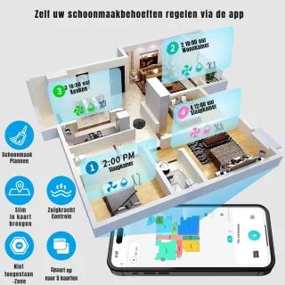 MMP®Robotstofzuiger met app - Robotstofzuiger - Robotstofzuiger huisdieren - Zwart - 33cm x 33cm x 10cm