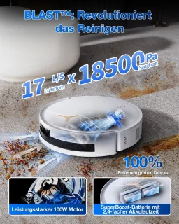 ECOVACS - DEEBOT T50 Max Pro Omni Gen 2 - Stofzuig- en dweilrobot - 18.500 Pa zuigkracht- Zelfreinigende Robotstofzuiger met Warmwater – Dweilsysteem - Automatisch Leegstation - Geschikt voor dierenharen