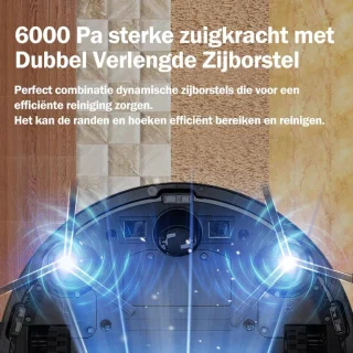 Robotstofzuiger – Robotstofzuigers – Dweilrobot – 2 in 1 Robotstofzuiger met dweilfuntie – Zuigkracht van 6000pa – 15 reinigingsmogelijkheden – Inclusief app & afstandsbediening