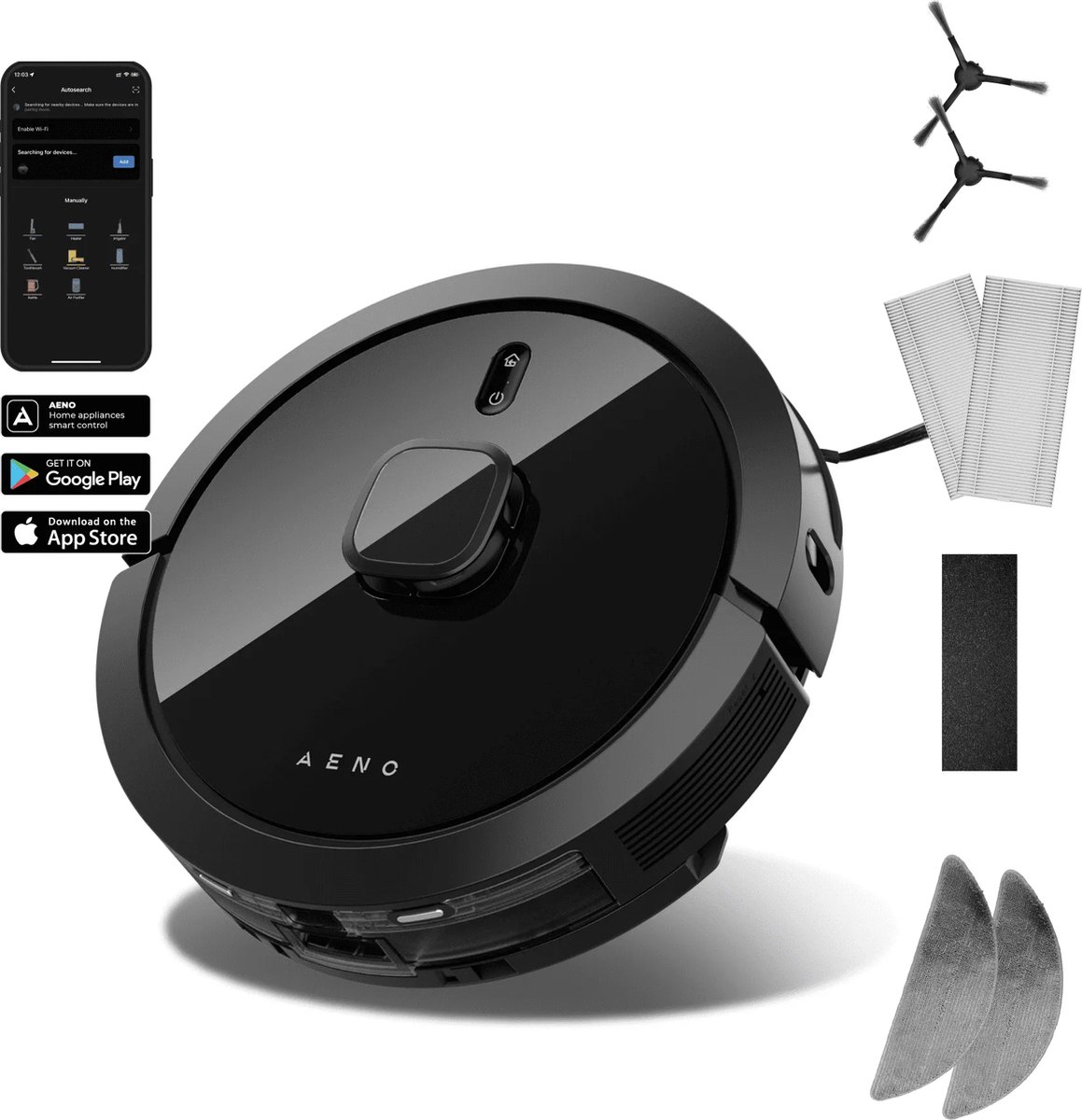 AENO RC7S Robotstofzuiger LiDAR Zwart