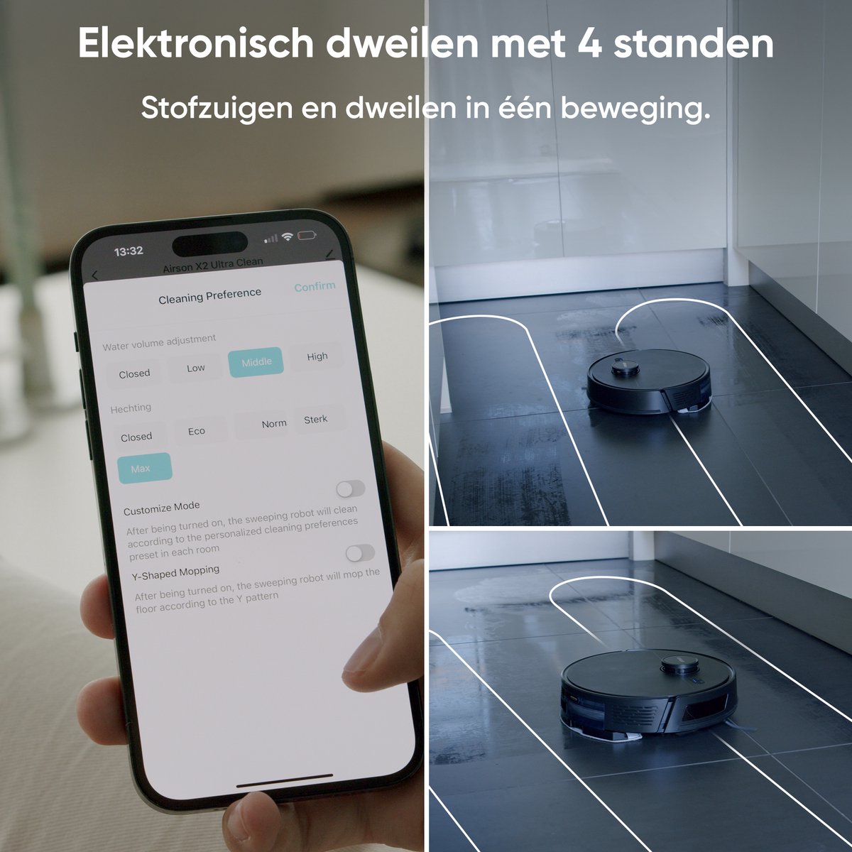 Airson X2 Ultra Clean Robotstofzuiger Zwart