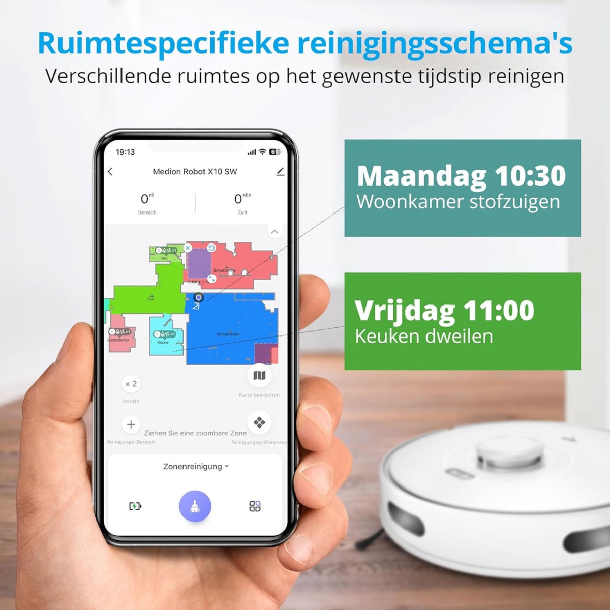 ApexArte Robotstofzuiger met Dweilfunctie Wit
