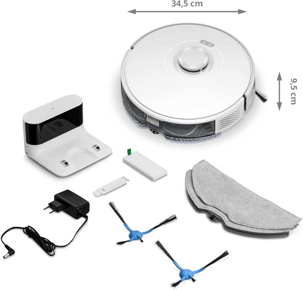 ApexArte Robotstofzuiger met Dweilfunctie Wit