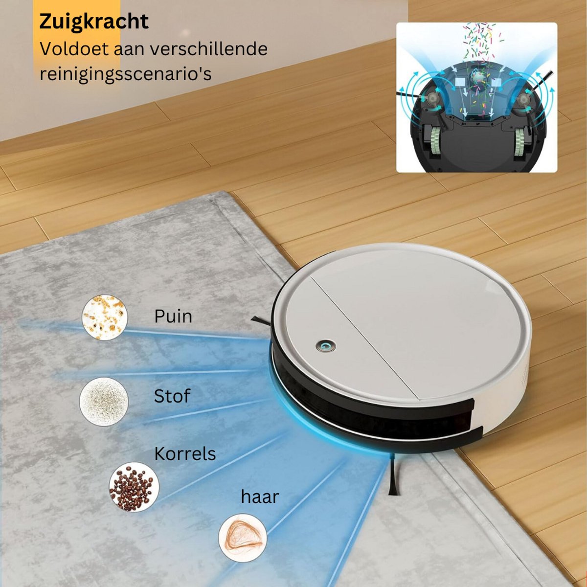 ApexArte Robotstofzuiger met Laadstation Wit