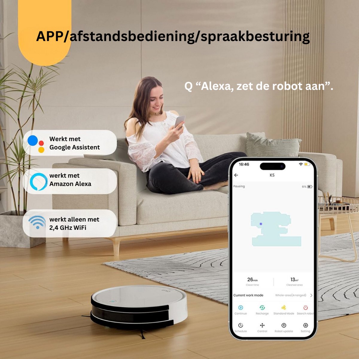 ApexArte Robotstofzuiger met Laadstation Wit