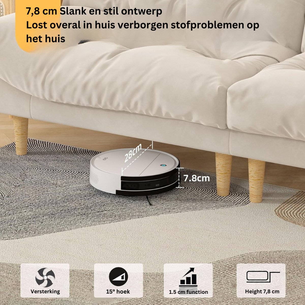 ApexArte Robotstofzuiger met Laadstation Wit