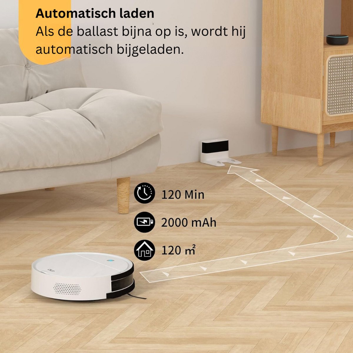 ApexArte Robotstofzuiger met Laadstation Wit