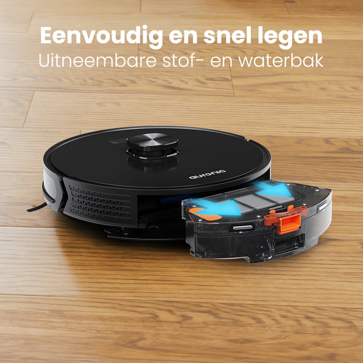 Auronic Robotstofzuiger Dweilrobot WiFi Zwart