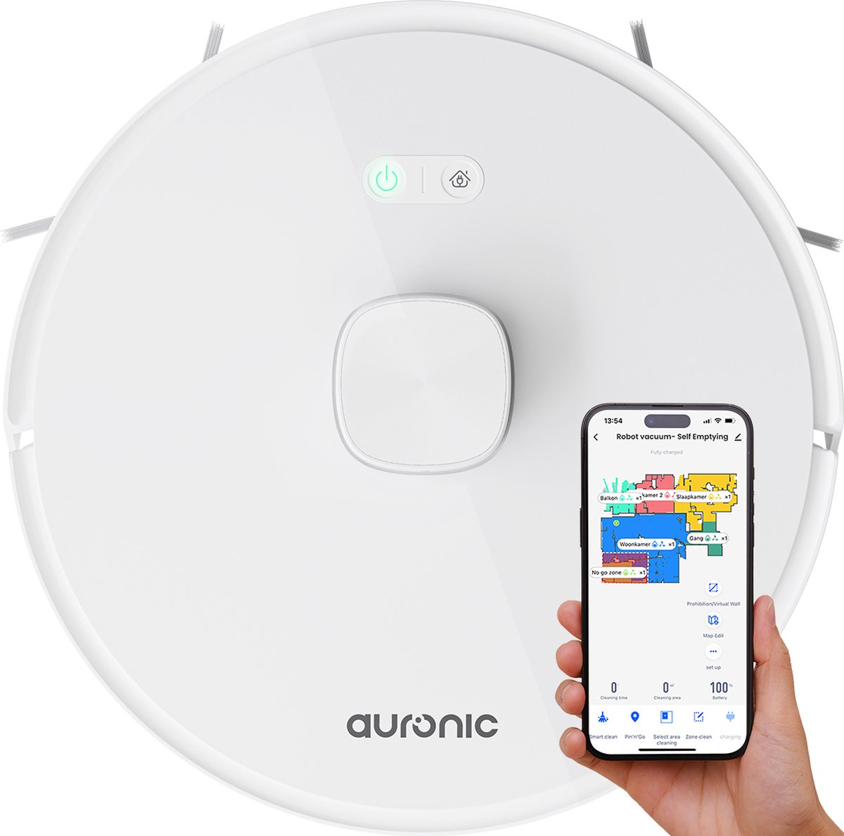 Auronic Robotstofzuiger Dweilrobot Wit