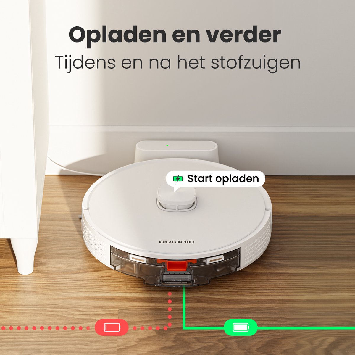 Auronic Robotstofzuiger Dweilrobot Wit