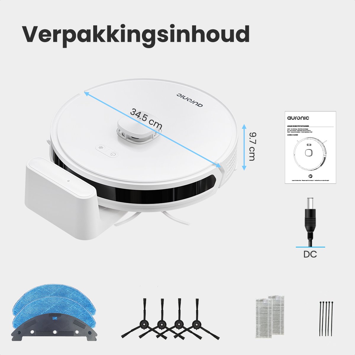 Auronic Robotstofzuiger Dweilrobot Wit