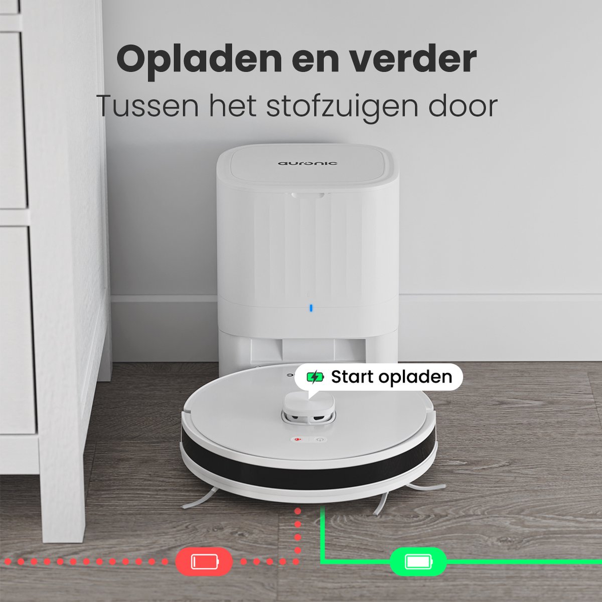 Auronic Robotstofzuiger Met Dweilfunctie Wit