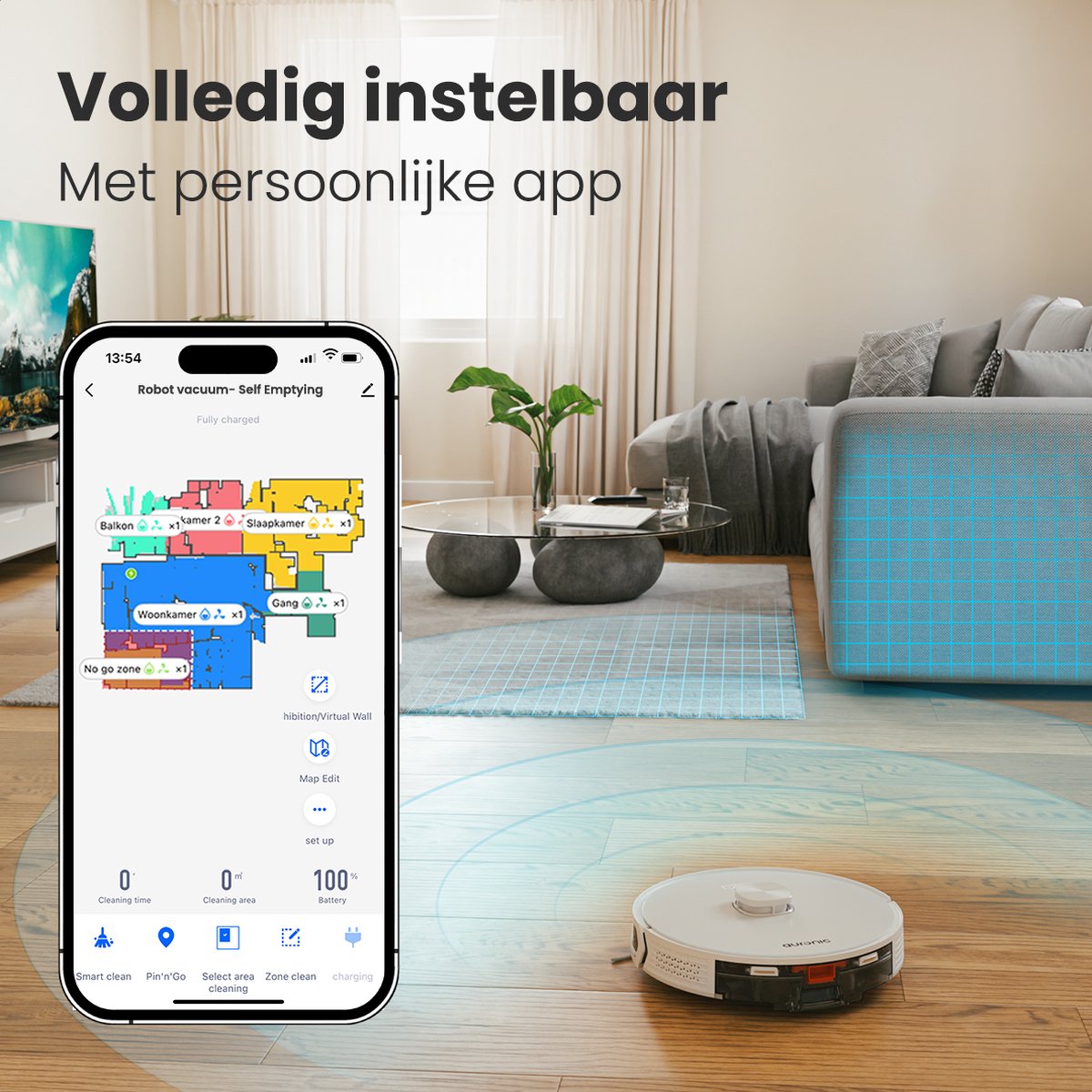 Auronic Robotstofzuiger Met Dweilfunctie Wit