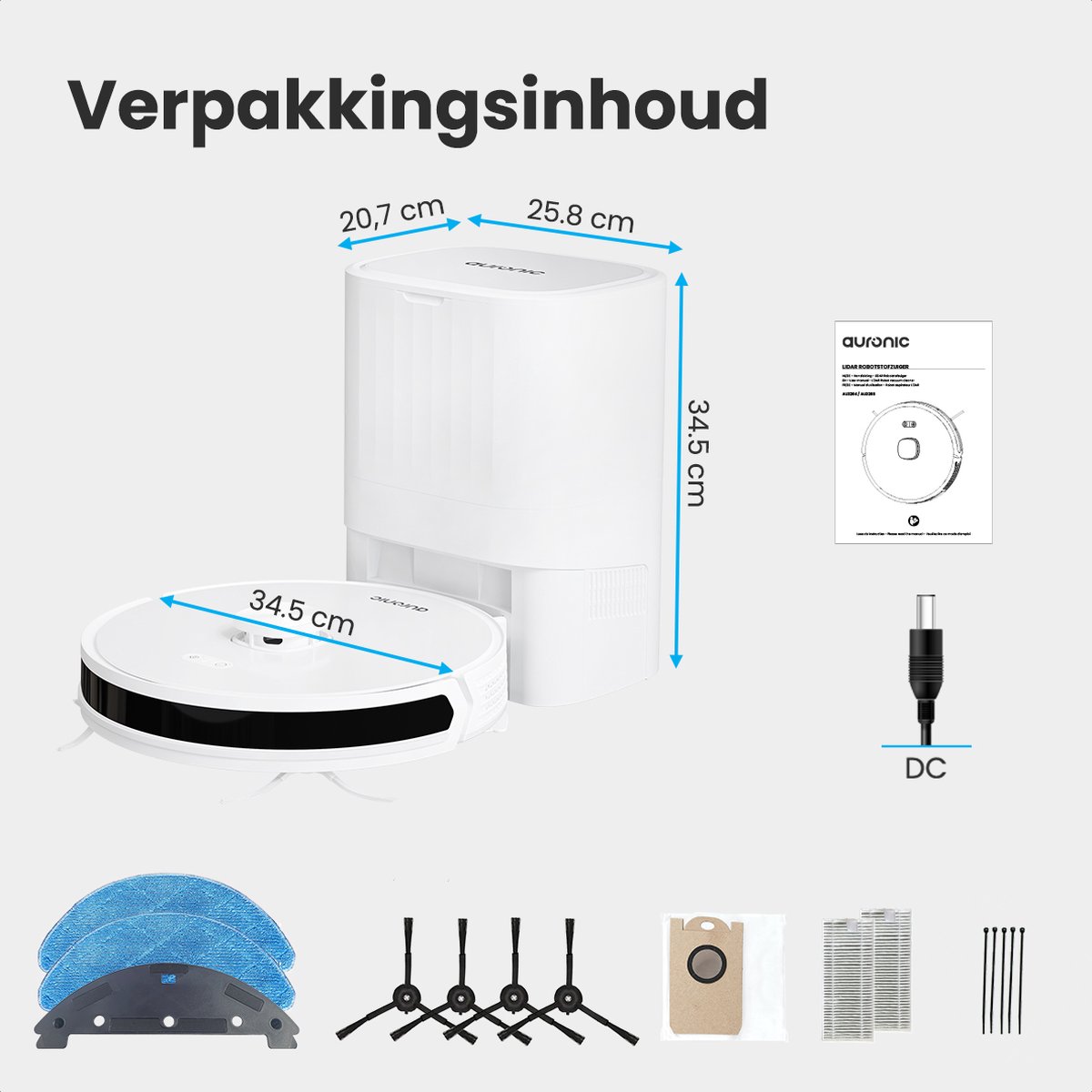 Auronic Robotstofzuiger Met Dweilfunctie Wit