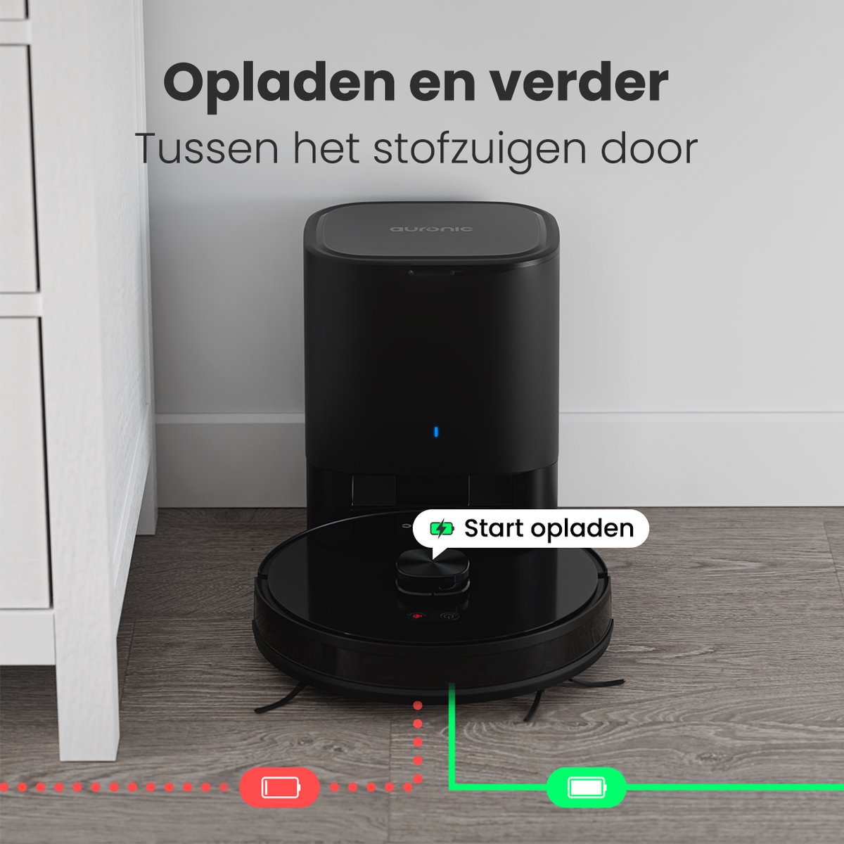 Auronic Robotstofzuiger Zwart Met Laadstation