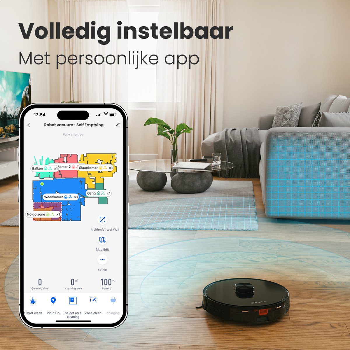Auronic Robotstofzuiger Zwart Met Laadstation