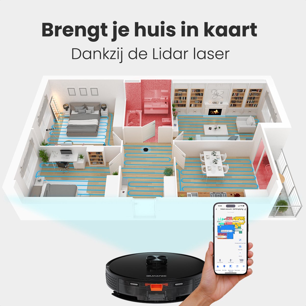 Auronic Robotstofzuiger Zwart Met Laadstation