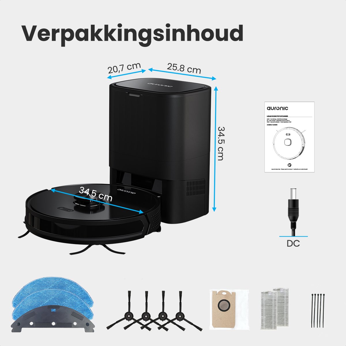 Auronic Robotstofzuiger Zwart Met Laadstation
