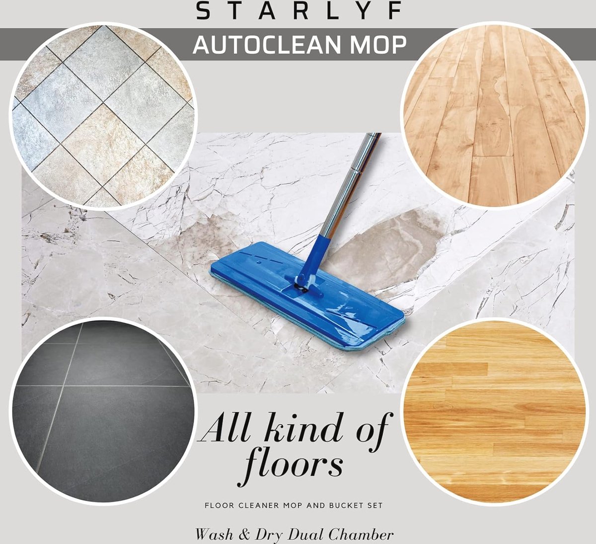 Autoclean 360° Draaibare Mop en Emmer Set