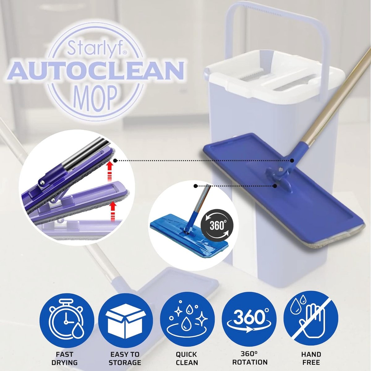 Autoclean 360° Draaibare Mop en Emmer Set