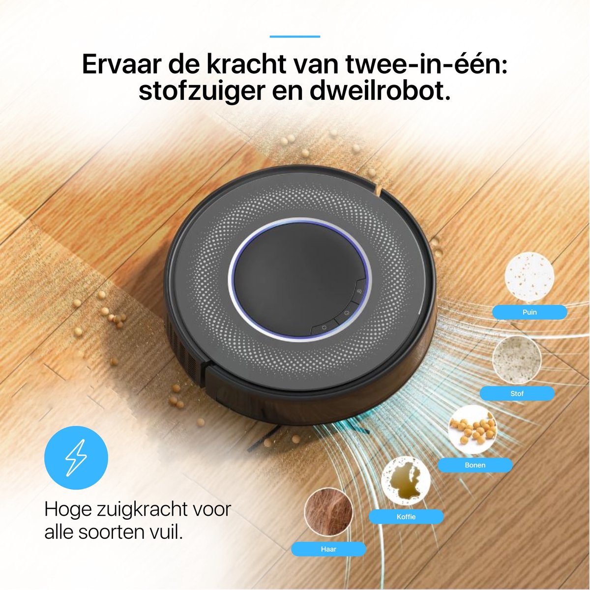 Avalect CleanMate Robotstofzuiger met dweilfunctie zwart