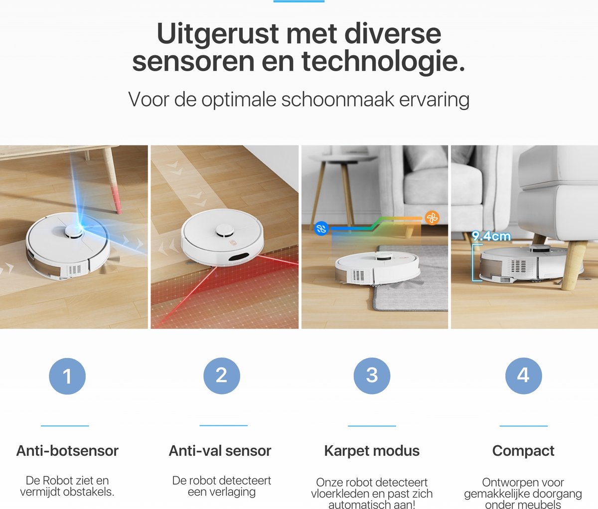 Avalect CleanSmart Robotstofzuiger met dweilfunctie en laadstation wit