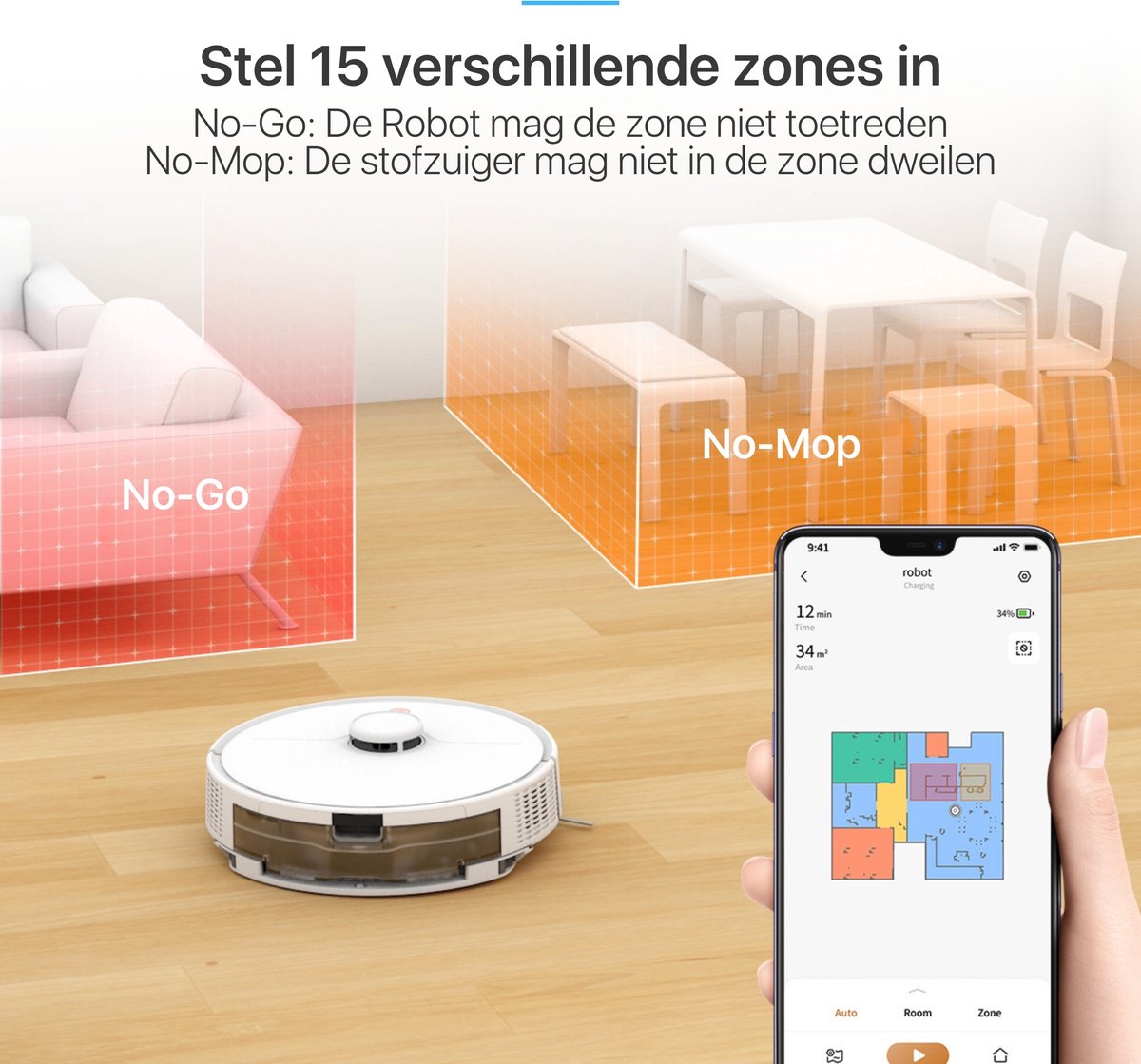 Avalect CleanSmart Robotstofzuiger met dweilfunctie en laadstation wit