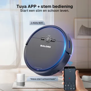 BALORS Robotstofzuiger met laadstation en dweilfunctie zwart