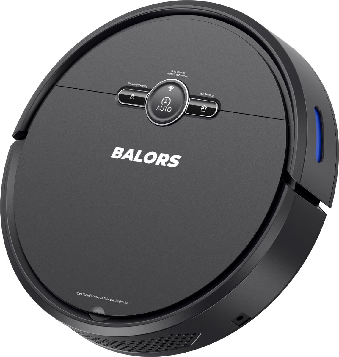 De BALORS Robotstofzuiger met laadstation en dweilfunctie zwart in één oogopslag