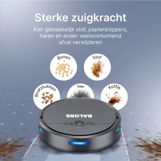 BALORS Robotstofzuiger met laadstation en dweilfunctie zwart