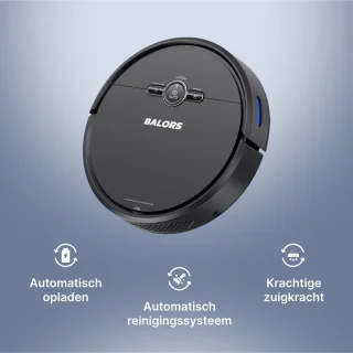 BALORS Robotstofzuiger met laadstation en dweilfunctie zwart