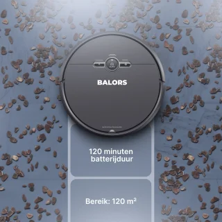 BALORS Robotstofzuiger met laadstation en dweilfunctie zwart