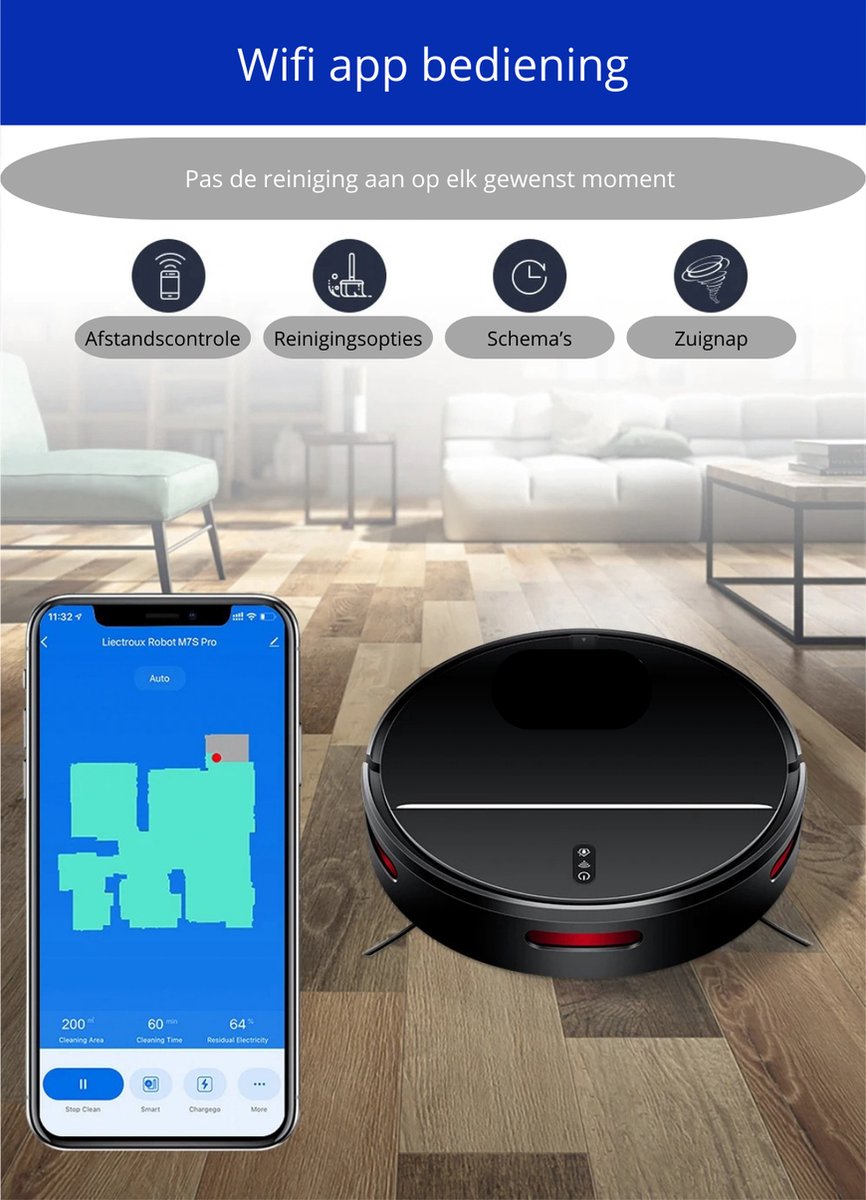BellissiBo® Robotstofzuiger met Dweilfunctie