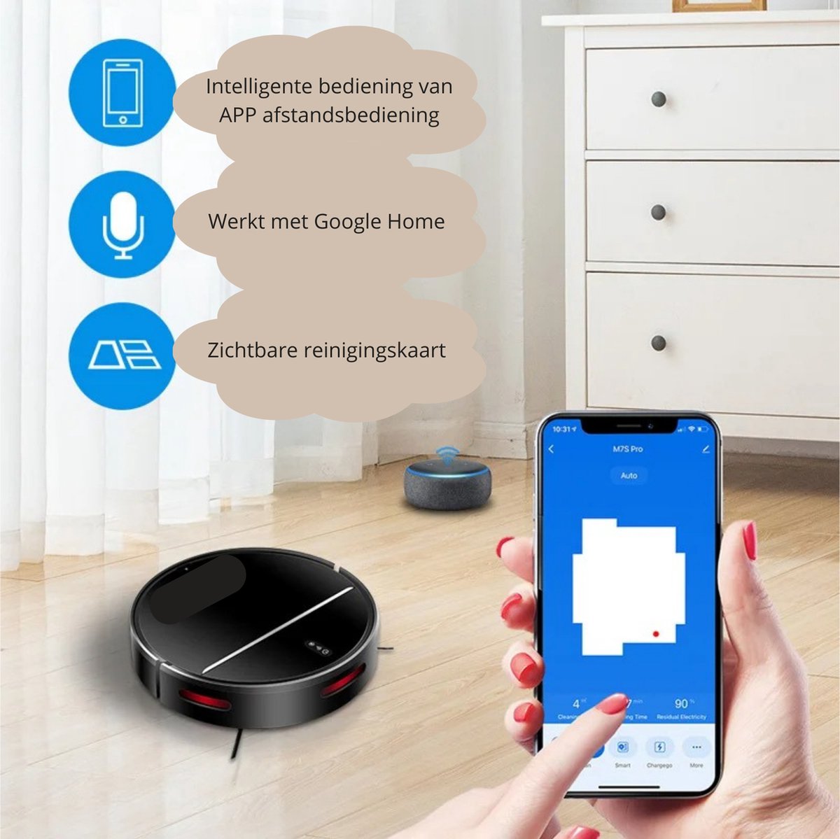 BellissiBo® Robotstofzuiger met Dweilfunctie