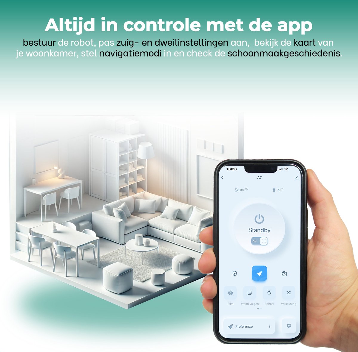 BrinQ Goods Robotstofzuiger met Dweilfunctie en Laadstation