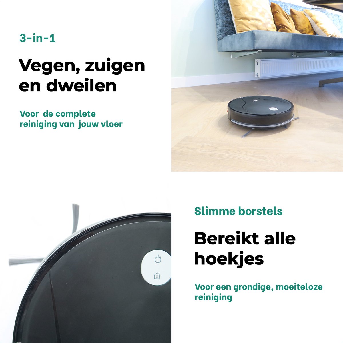 BrinQ Goods Robotstofzuiger met Dweilfunctie en Laadstation