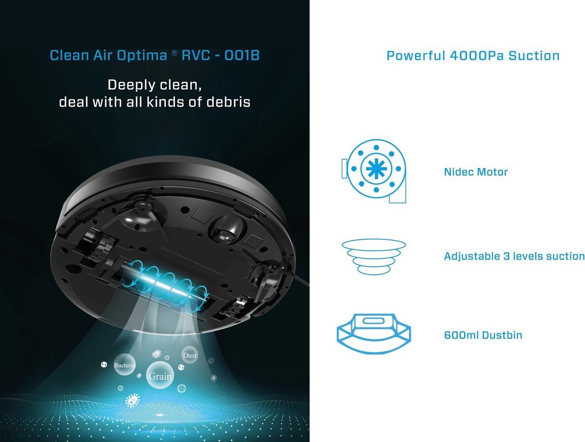 Clean Air Optima RVC-001B Smart Robotstofzuiger