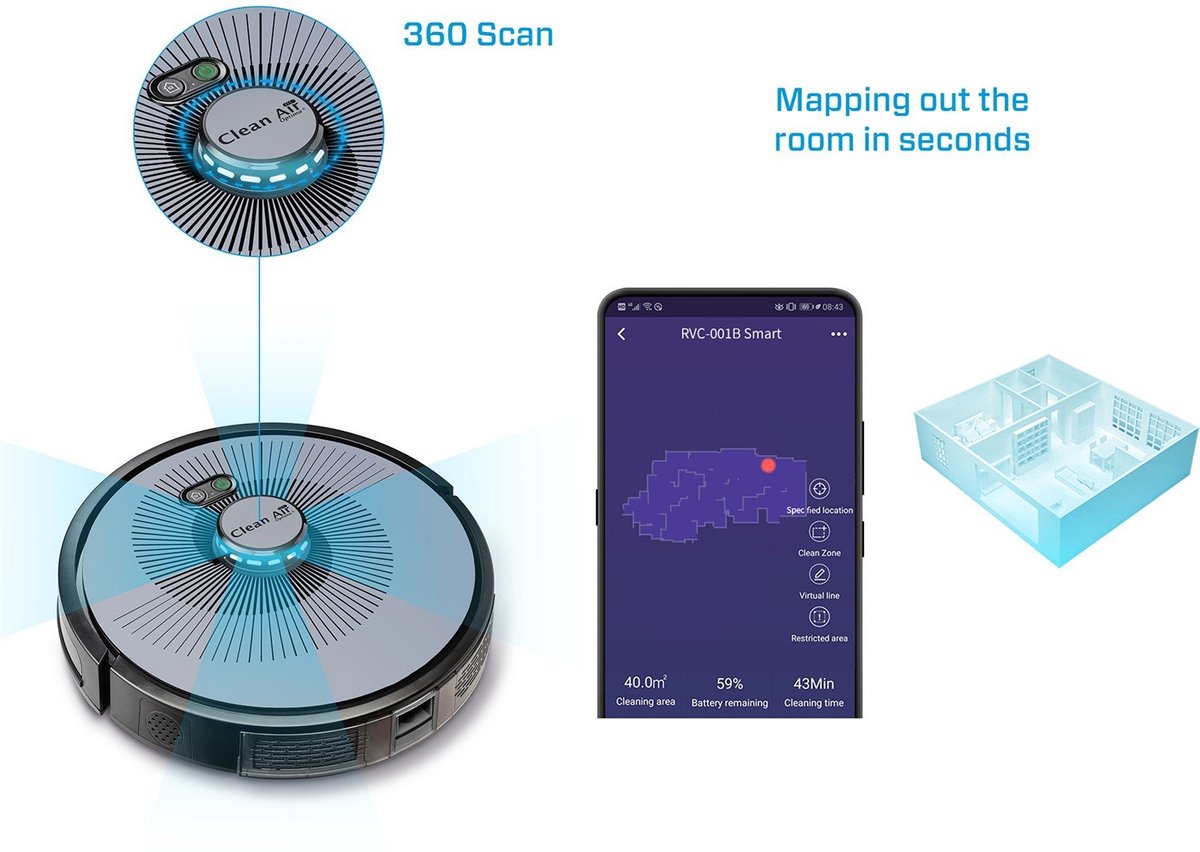 Clean Air Optima RVC-001G Smart Robotstofzuiger