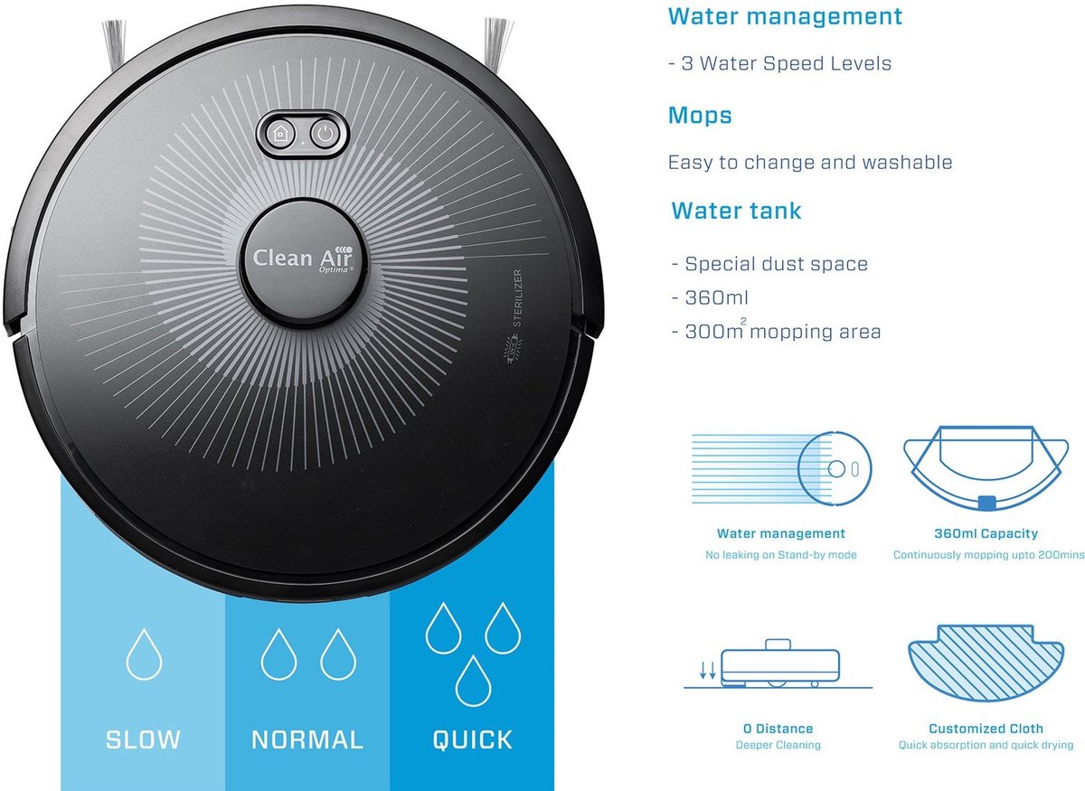 Clean Air Optima RVC-002B Smart Robotstofzuiger met Zelf-Leeg-Station