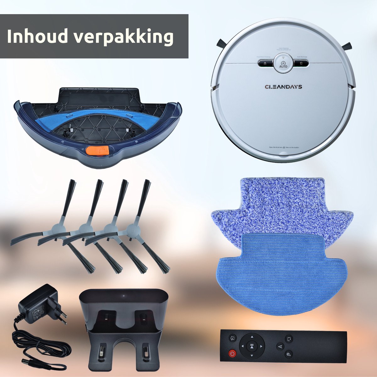 CleanDays D2-001 Robotstofzuiger met dweilfunctie