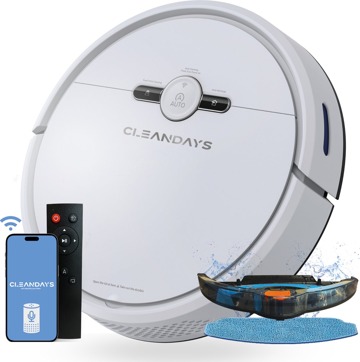 CleanDays D2-001 Robotstofzuiger met dweilfunctie