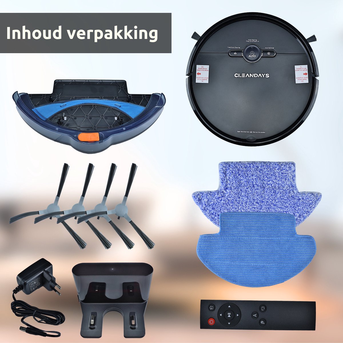 CleanDays D2-001 Robotstofzuiger met dweilfunctie