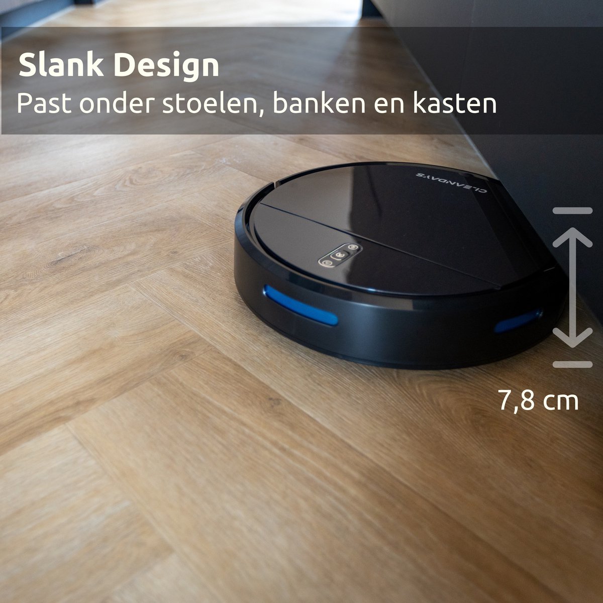 CleanDays D2-007 Robotstofzuiger met Dweilfunctie Zwart