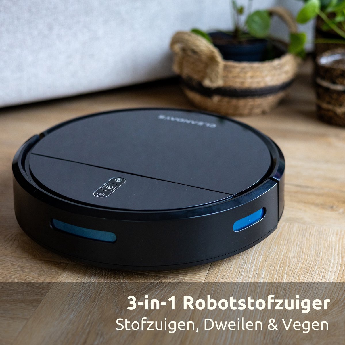 CleanDays D2-007 Robotstofzuiger met Dweilfunctie Zwart